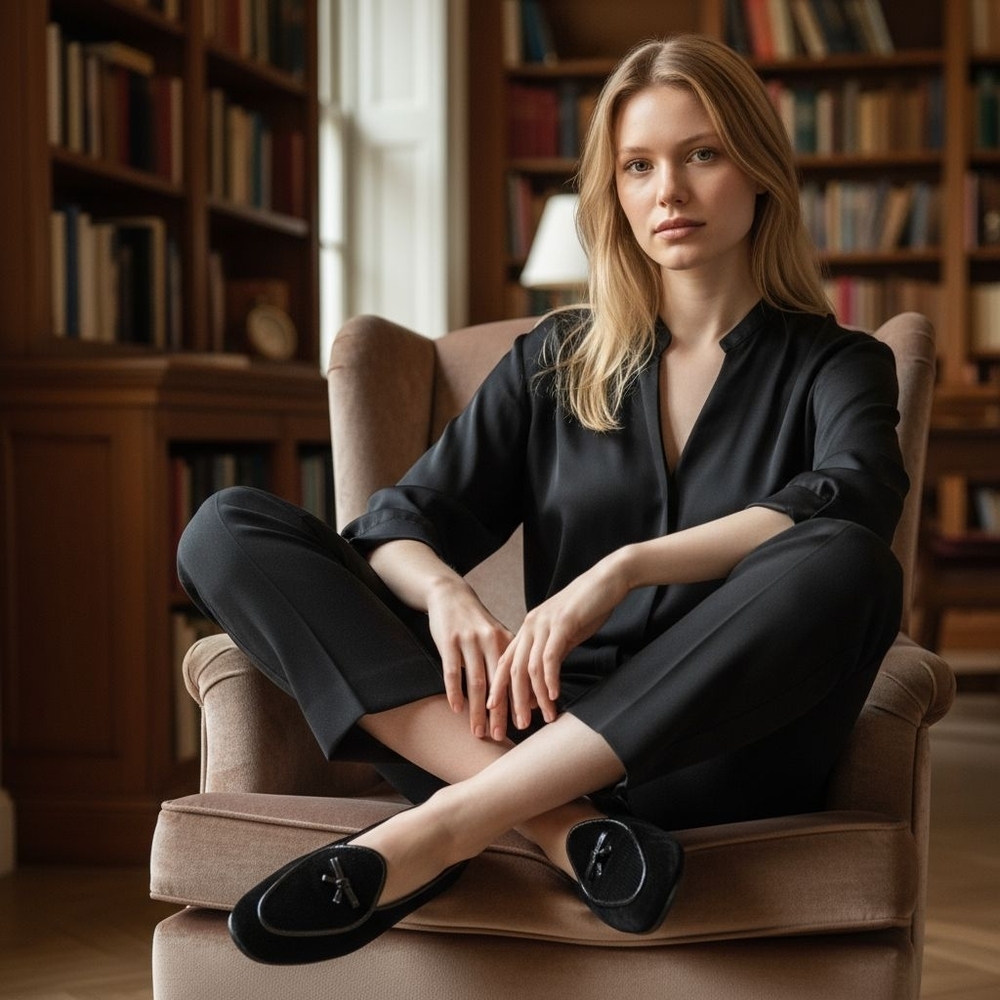 VGC WOMEN BELGIAN SHOES, MIDINETTE 4287, Sz. 4.5M, BLACK VELVET